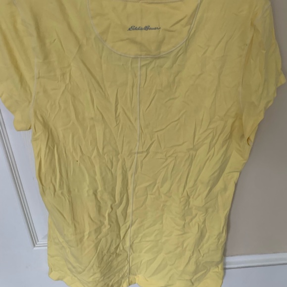 NWT Eddie Bauer travel and trek yellow short sleeve shirt size large - Picture 3 of 4